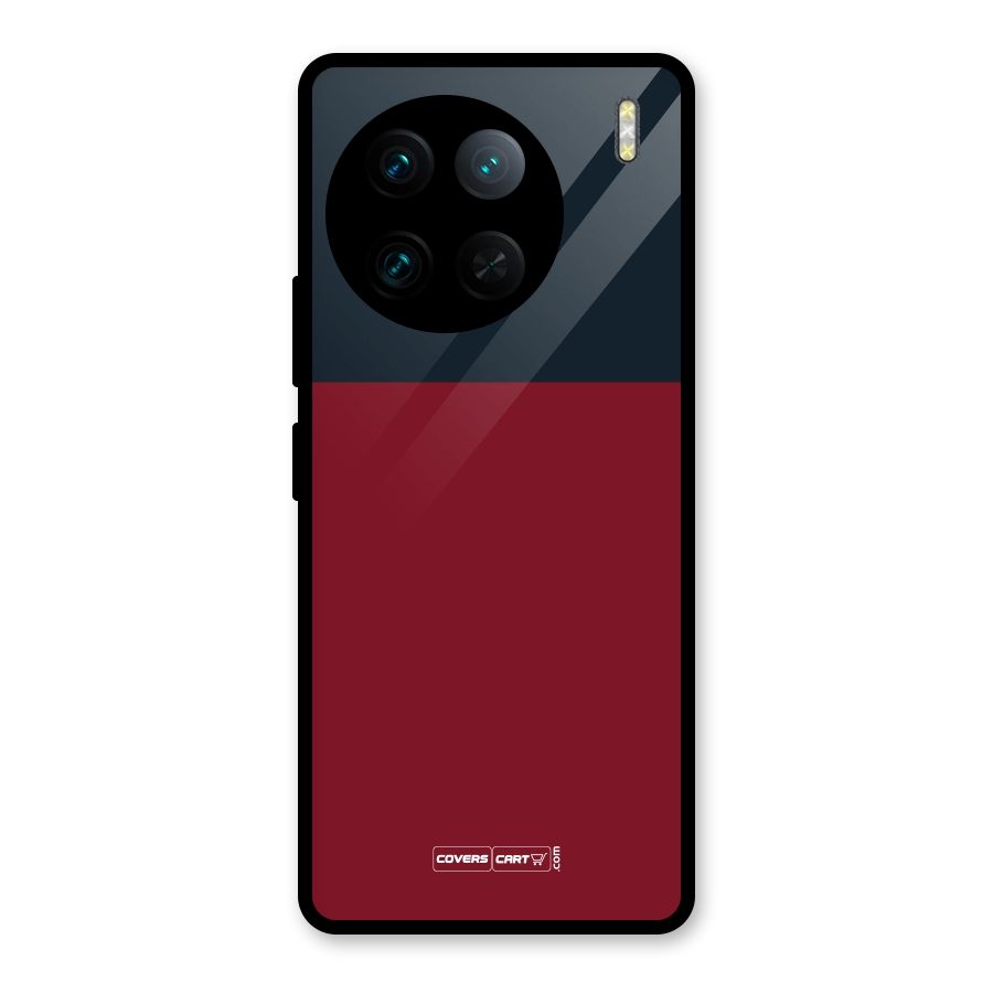 Maroon and Navy Blue Glass Back Case for Vivo X90 Pro