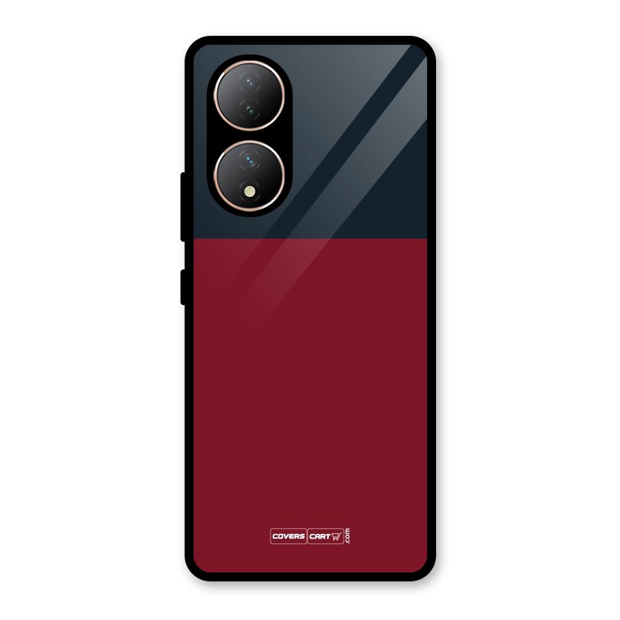 Maroon and Navy Blue Glass Back Case for Vivo Y100A