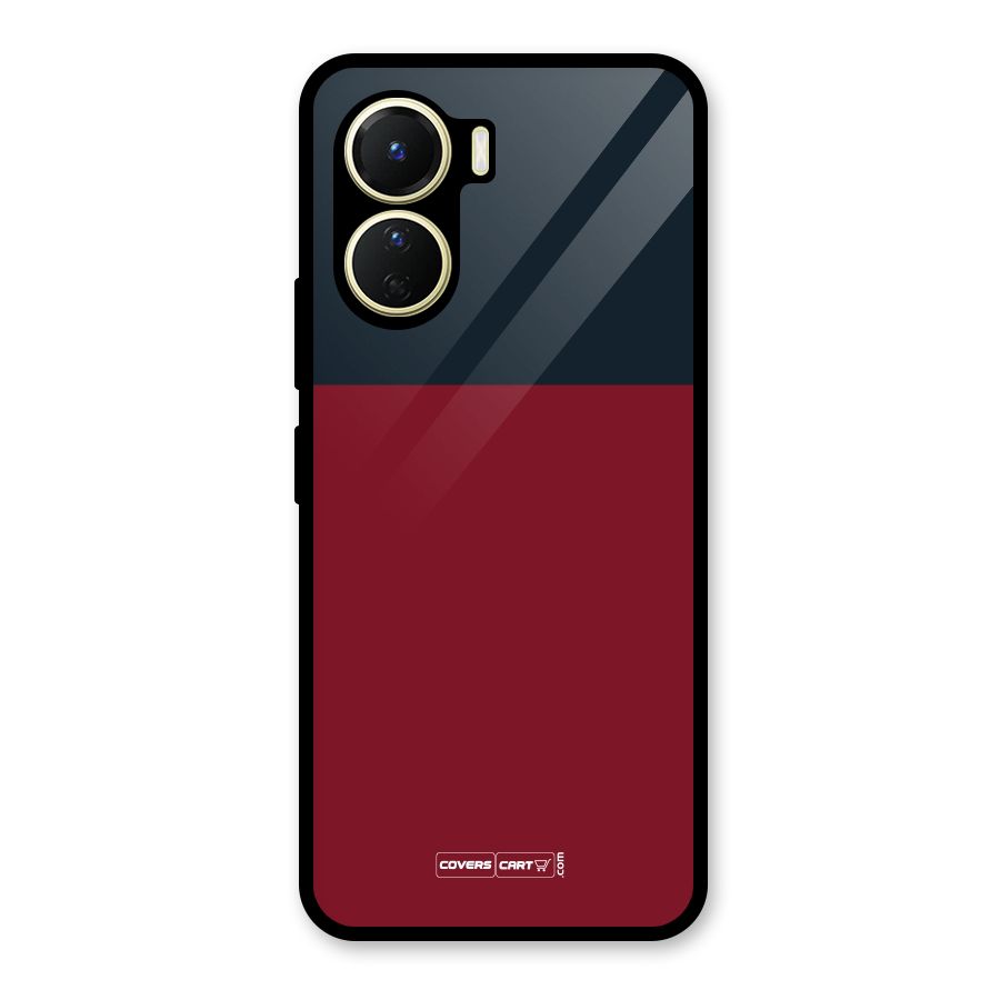 Maroon and Navy Blue Glass Back Case for Vivo Y16