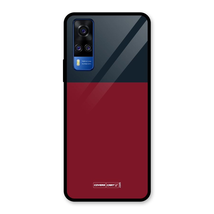 Maroon and Navy Blue Glass Back Case for Vivo Y31