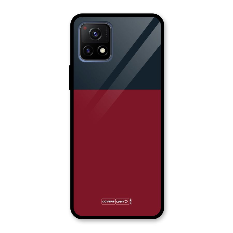 Maroon and Navy Blue Glass Back Case for Vivo Y72 5G