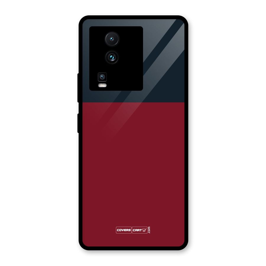 Maroon and Navy Blue Glass Back Case for Vivo iQOO Neo 7