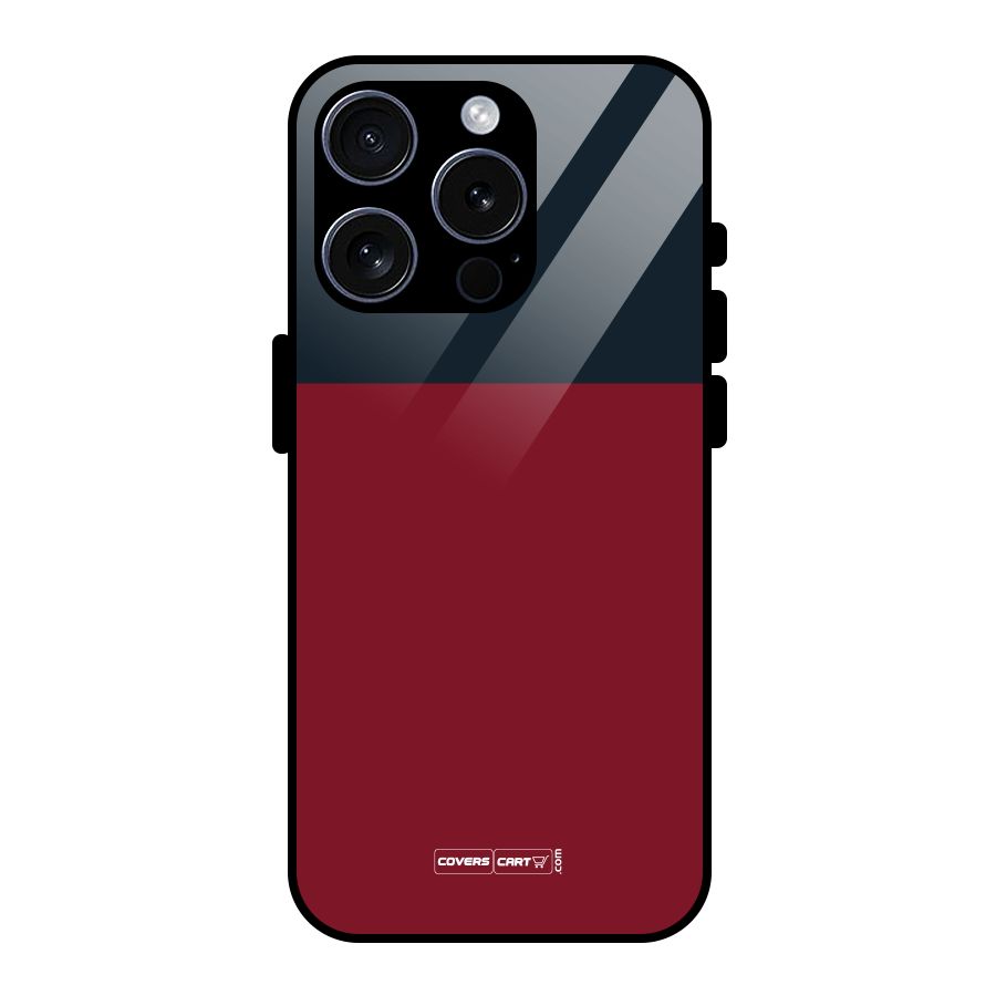 Maroon and Navy Blue Glass Back Case for iPhone 15 Pro