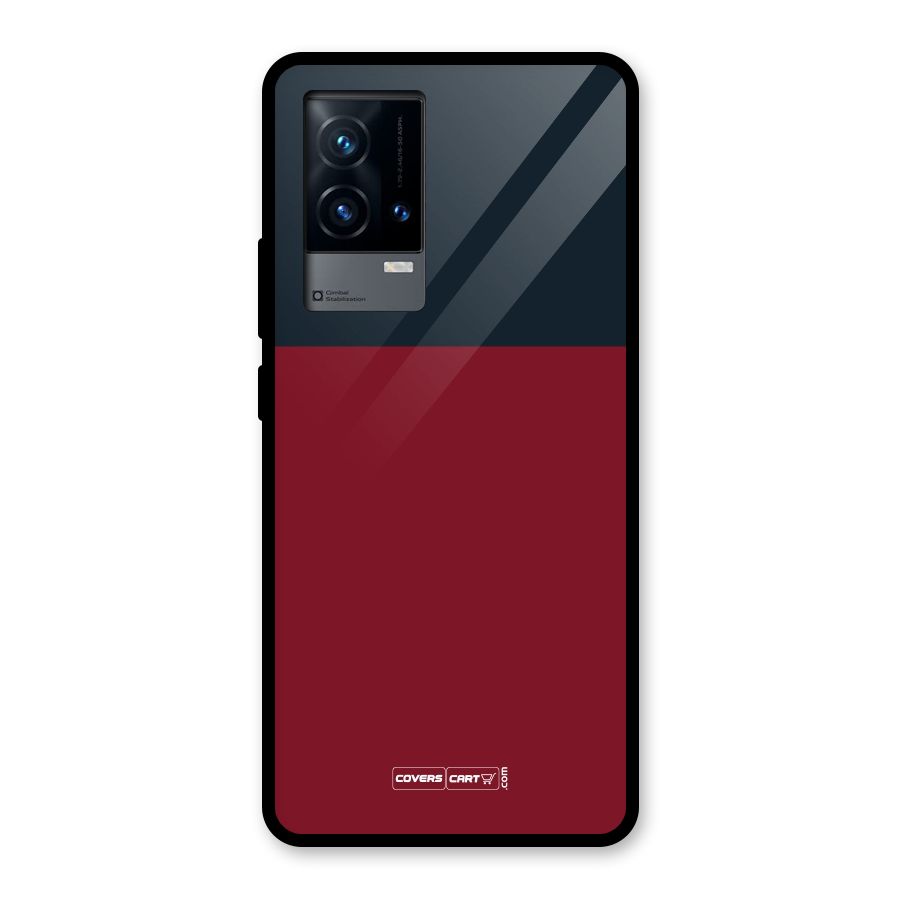 Maroon and Navy Blue Glass Back Case for iQOO 9 5G