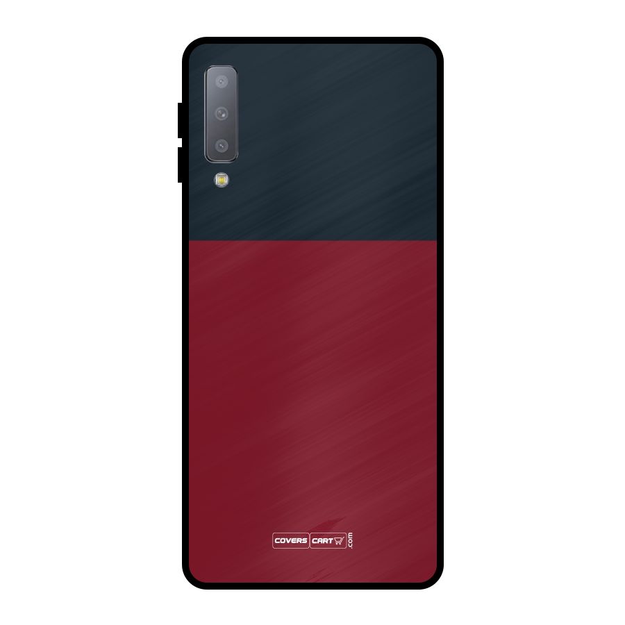 Maroon and Navy Blue Metal Back Case for Galaxy A7 (2018)