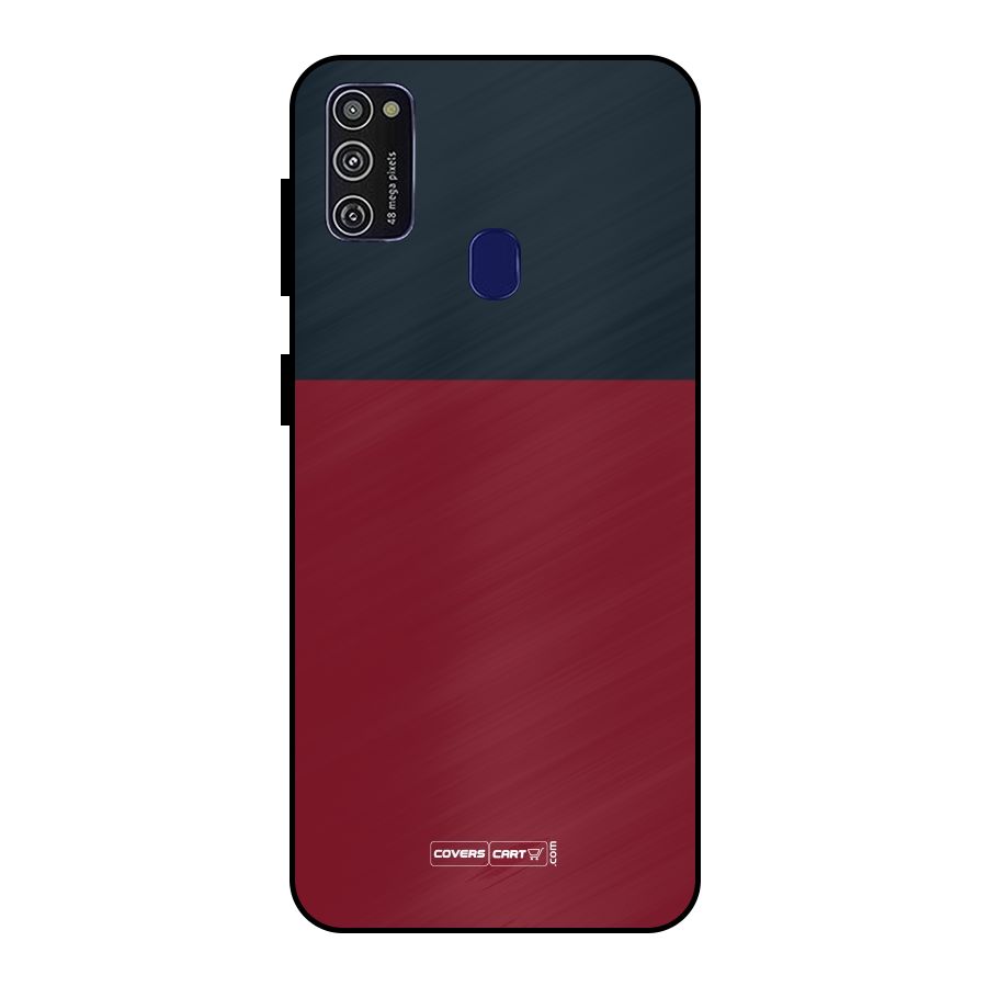 Maroon and Navy Blue Metal Back Case for Galaxy M21