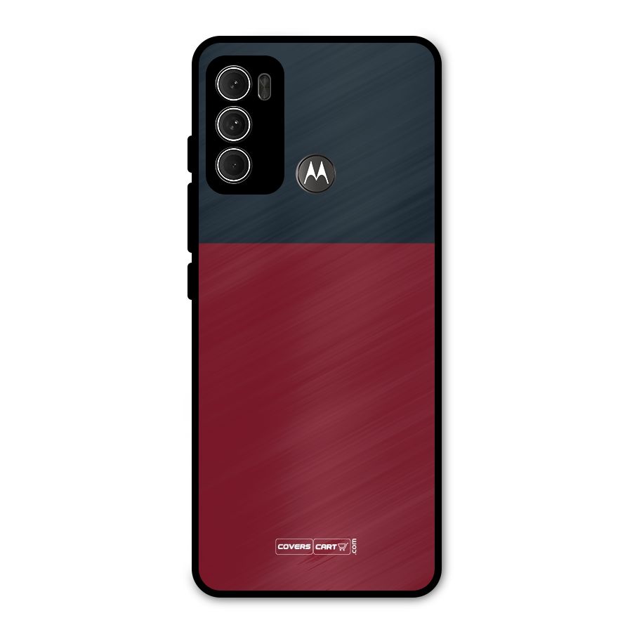 Maroon and Navy Blue Metal Back Case for Moto G60