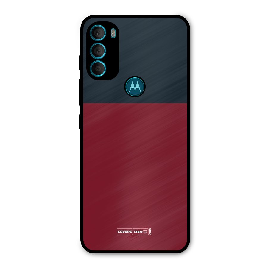 Maroon and Navy Blue Metal Back Case for Moto G71 5G