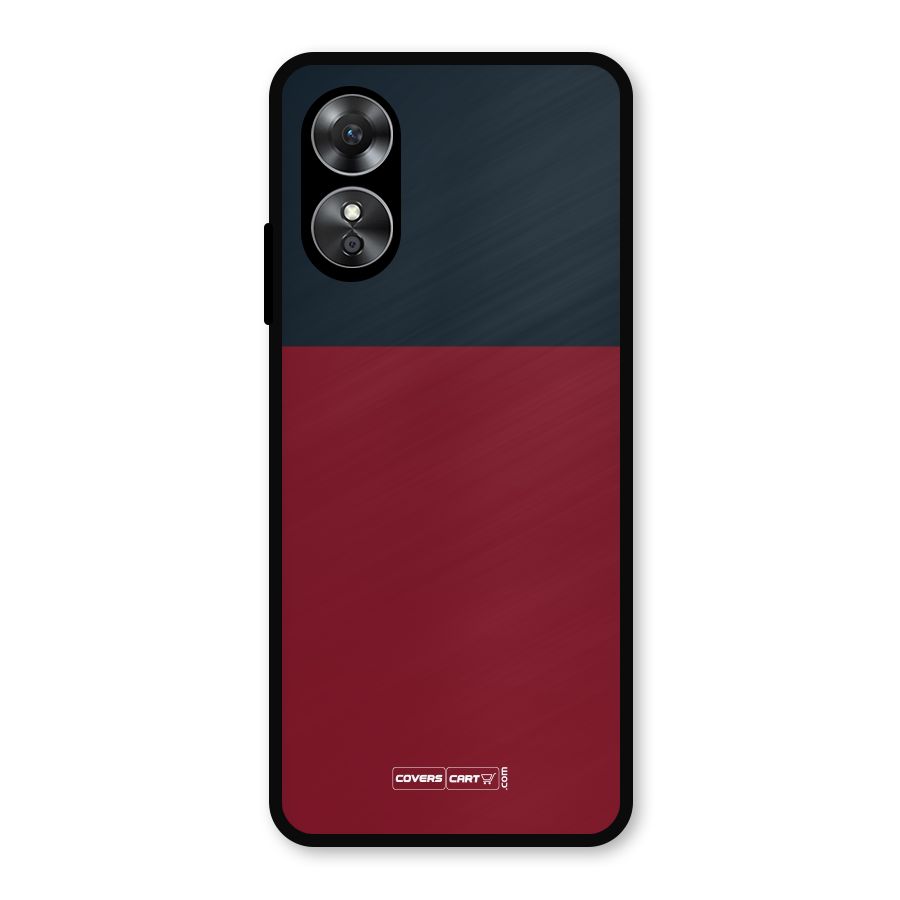 Maroon and Navy Blue Metal Back Case for Oppo A17
