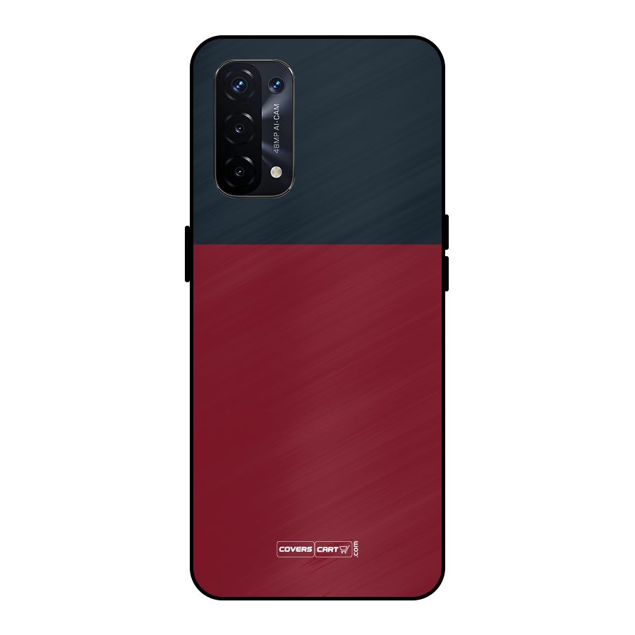 Maroon and Navy Blue Metal Back Case for Oppo A74 5G