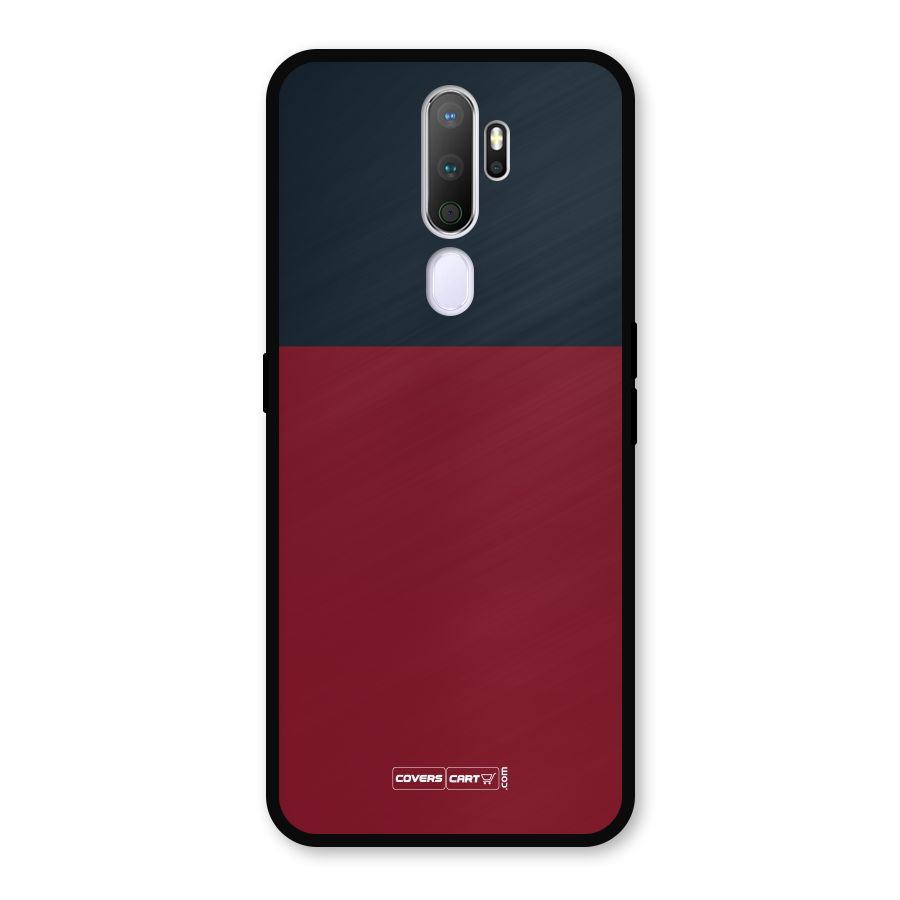 Maroon and Navy Blue Metal Back Case for Oppo A9 (2020)