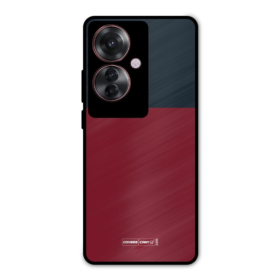 Maroon and Navy Blue Metal Back Case for Oppo F25 Pro