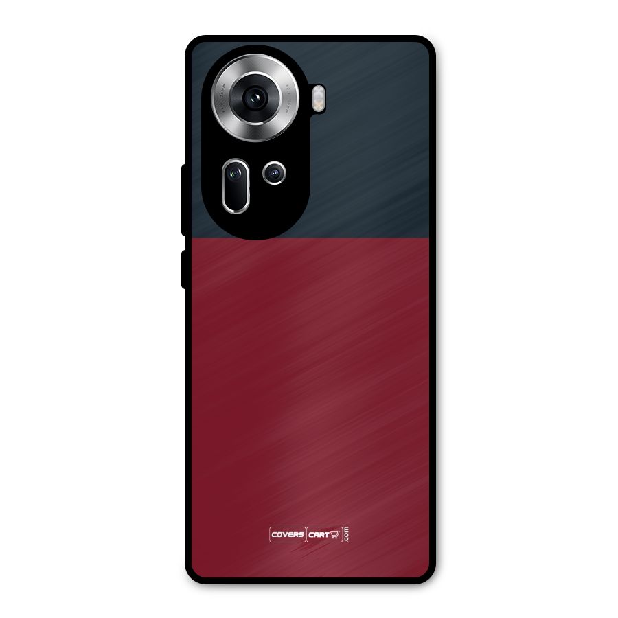 Maroon and Navy Blue Metal Back Case for Oppo Reno11 5G