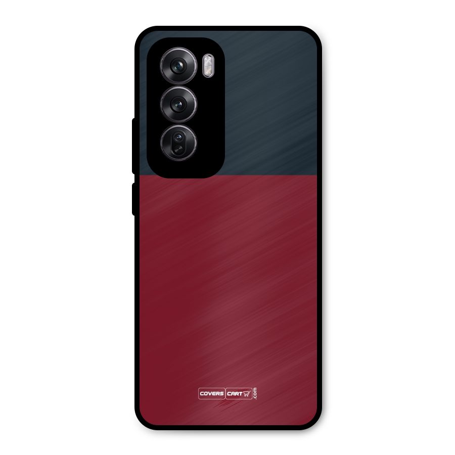 Maroon and Navy Blue Metal Back Case for Oppo Reno12 Pro
