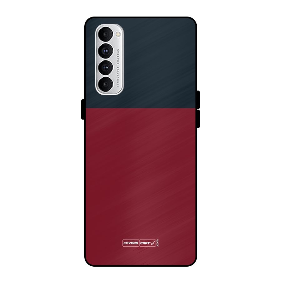 Maroon and Navy Blue Metal Back Case for Oppo Reno4 Pro
