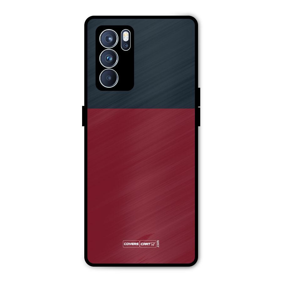 Maroon and Navy Blue Metal Back Case for Oppo Reno6 Pro 5G