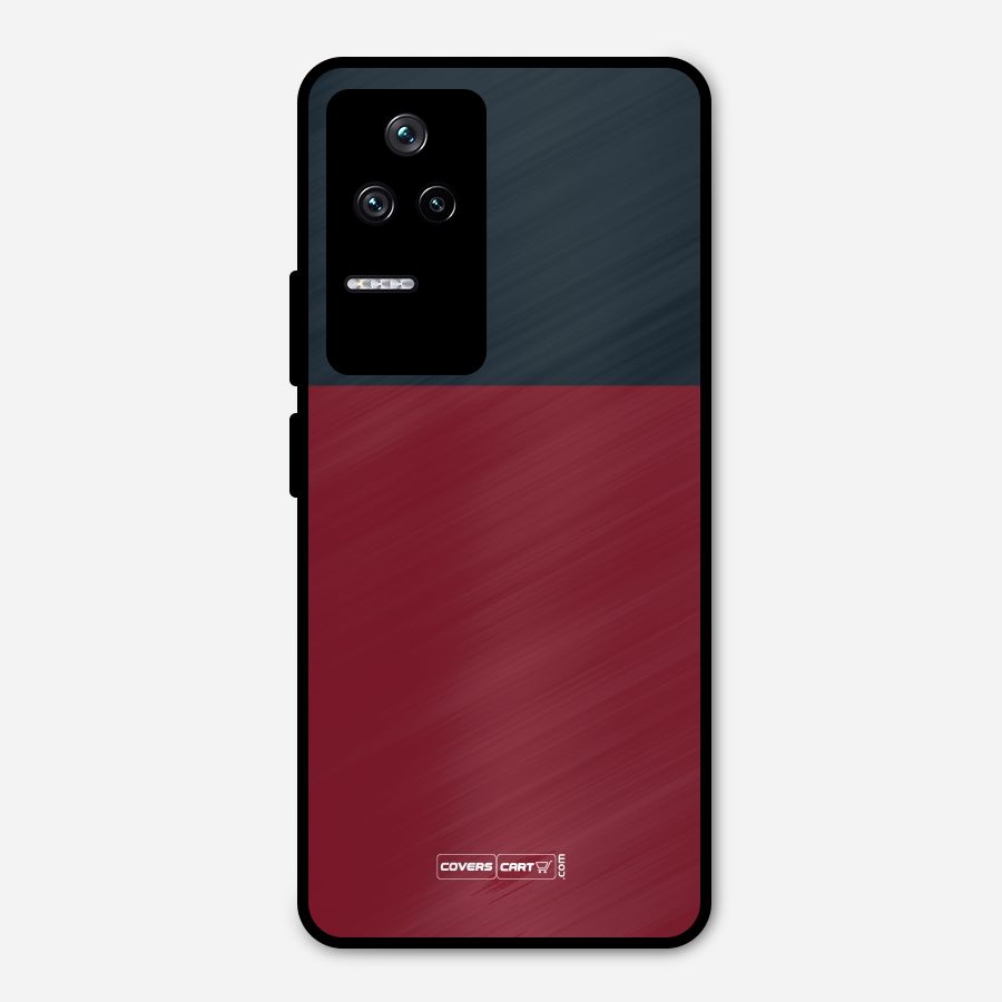 Maroon and Navy Blue Metal Back Case for Poco F4 5G