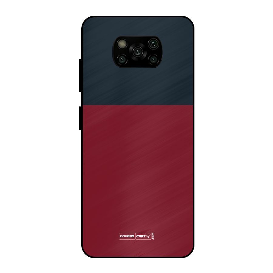 Maroon and Navy Blue Metal Back Case for Poco X3