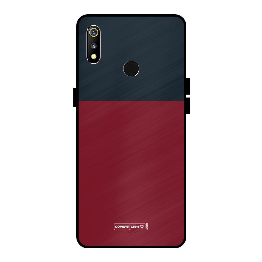Maroon and Navy Blue Metal Back Case for Realme 3i