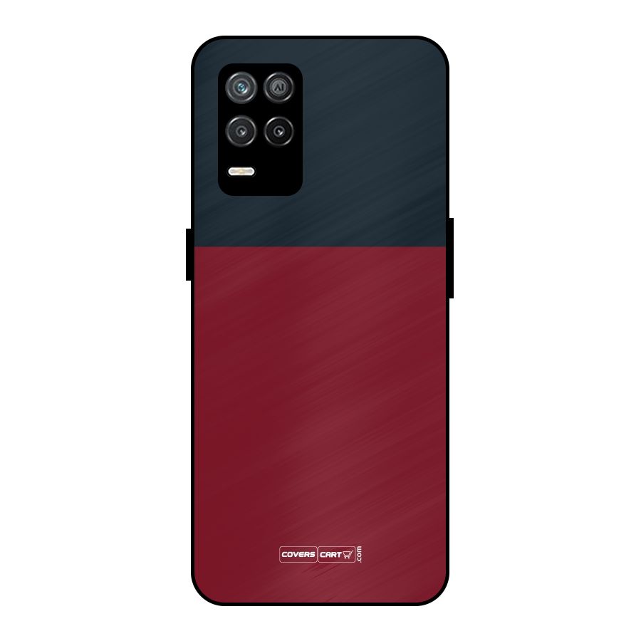 Maroon and Navy Blue Metal Back Case for Realme 8s 5G