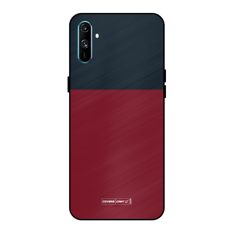 Maroon and Navy Blue Metal Back Case for Realme C3