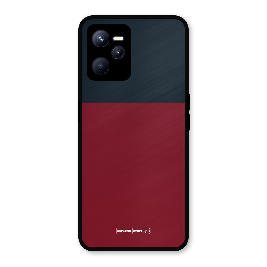 Maroon and Navy Blue Metal Back Case for Realme C35