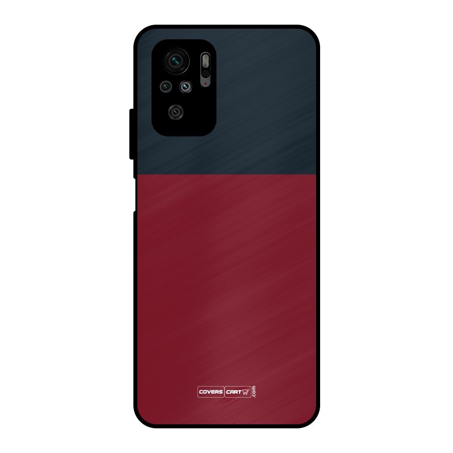 Maroon and Navy Blue Metal Back Case for Redmi Note 10S