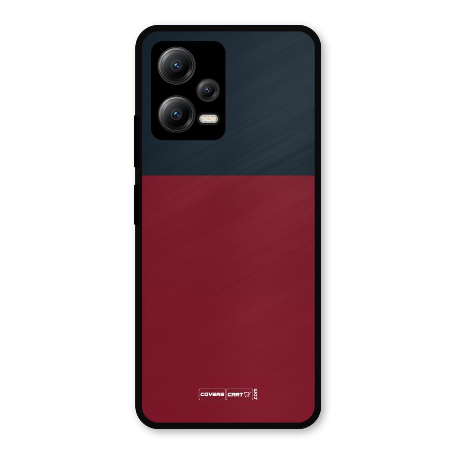Maroon and Navy Blue Metal Back Case for Redmi Note 12 5G