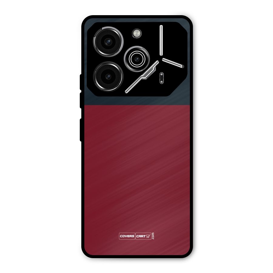 Maroon and Navy Blue Metal Back Case for Tecno Pova 6 Pro