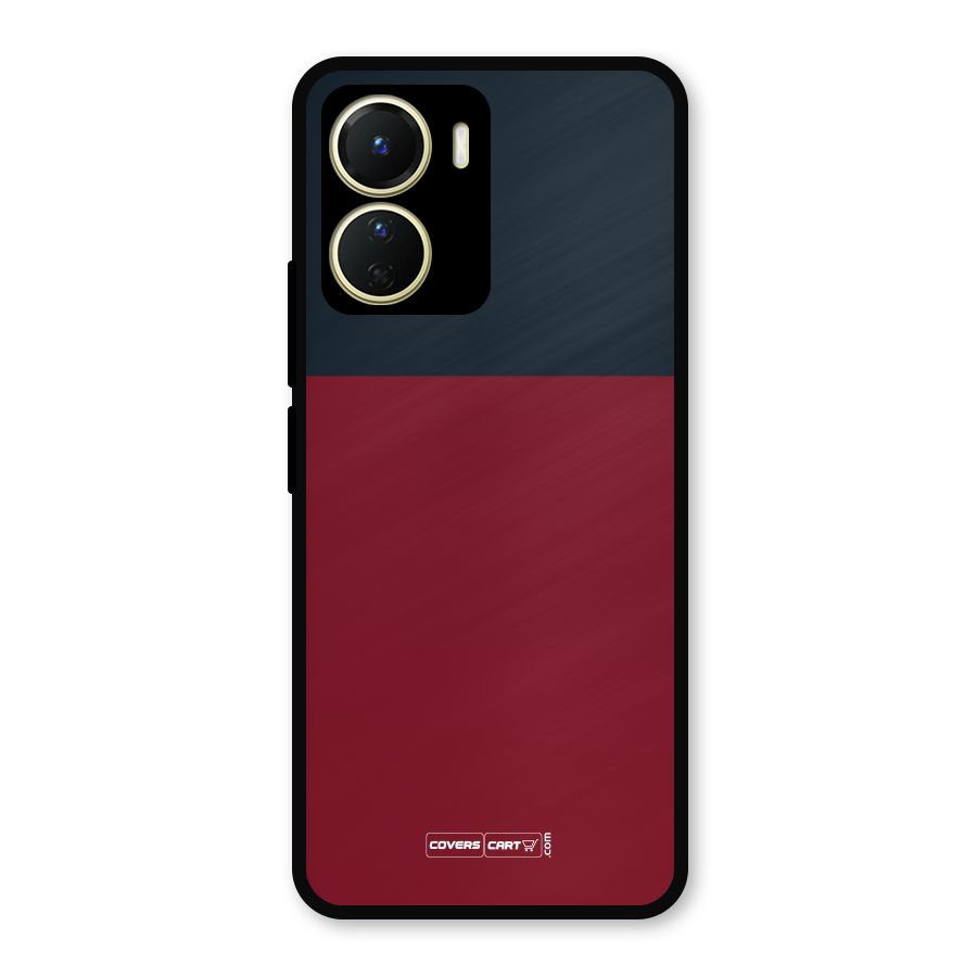 Maroon and Navy Blue Metal Back Case for Vivo T2x