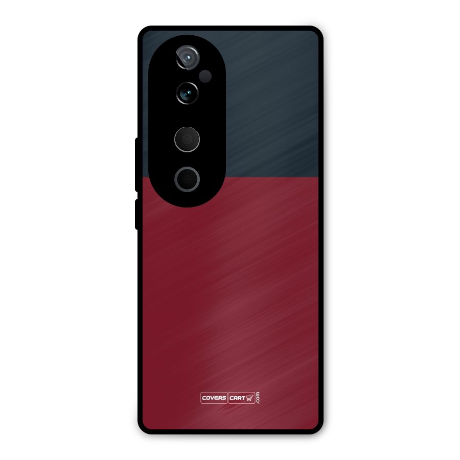 Maroon and Navy Blue Metal Back Case for Vivo T3 Ultra