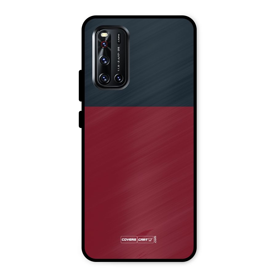 Maroon and Navy Blue Metal Back Case for Vivo V19