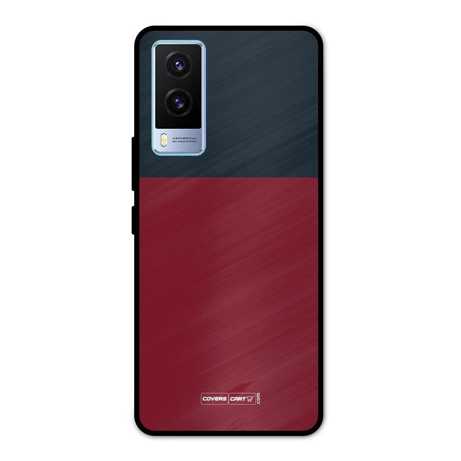 Maroon and Navy Blue Metal Back Case for Vivo V21e 5G