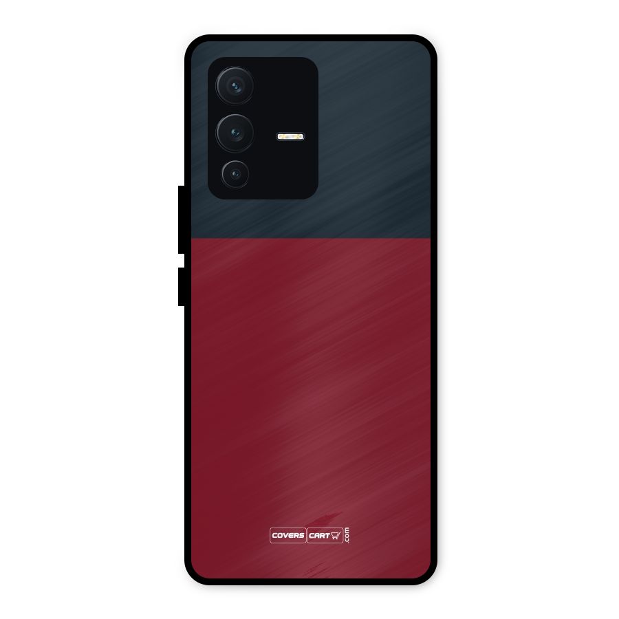 Maroon and Navy Blue Metal Back Case for Vivo V23 5G