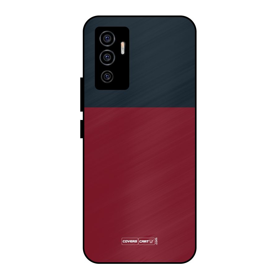 Maroon and Navy Blue Metal Back Case for Vivo V23e