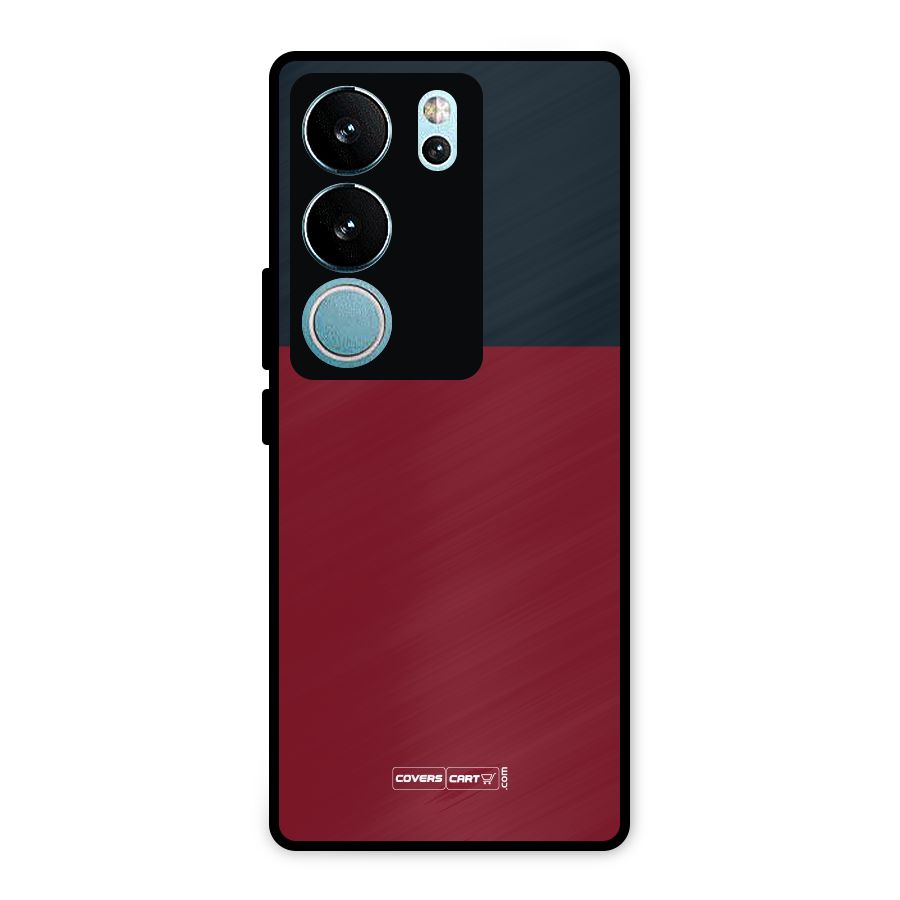 Maroon and Navy Blue Metal Back Case for Vivo V29 Pro