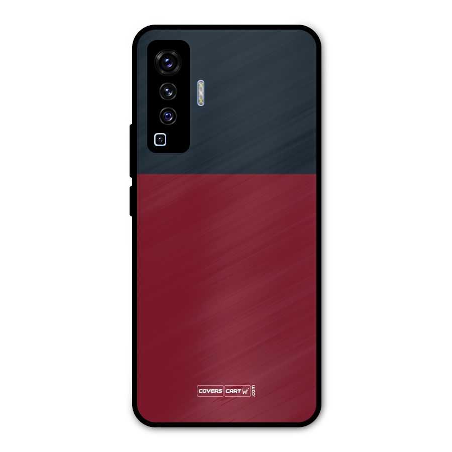 Maroon and Navy Blue Metal Back Case for Vivo X50
