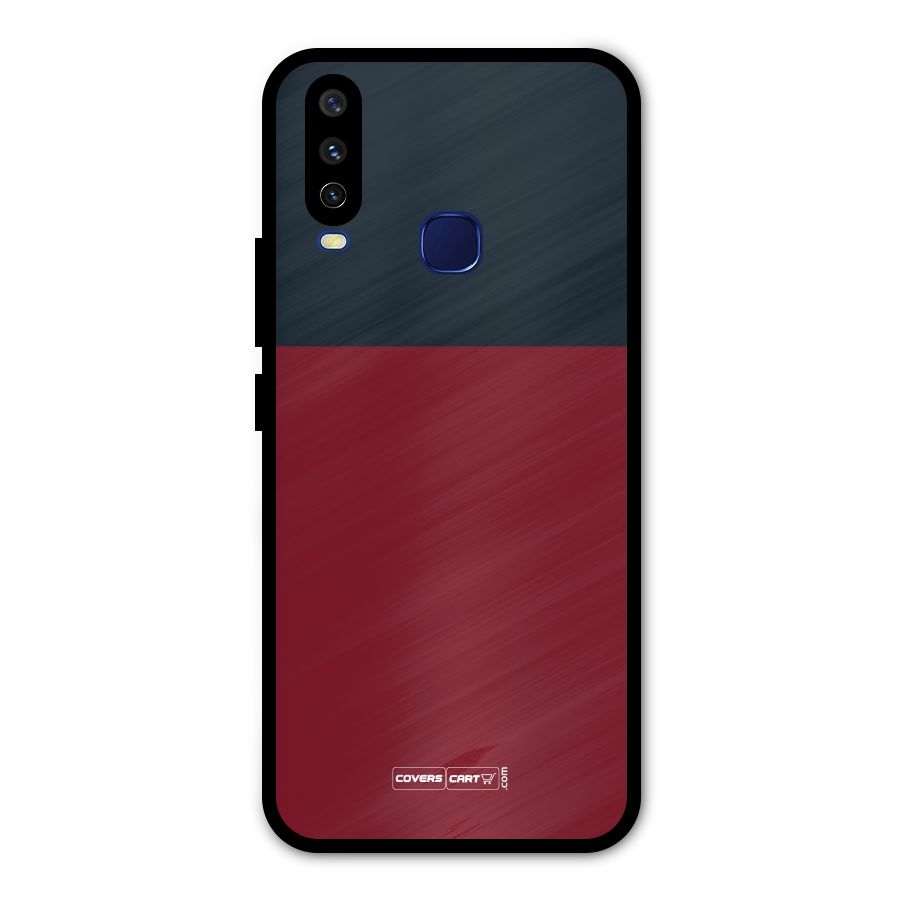 Maroon and Navy Blue Metal Back Case for Vivo Y12