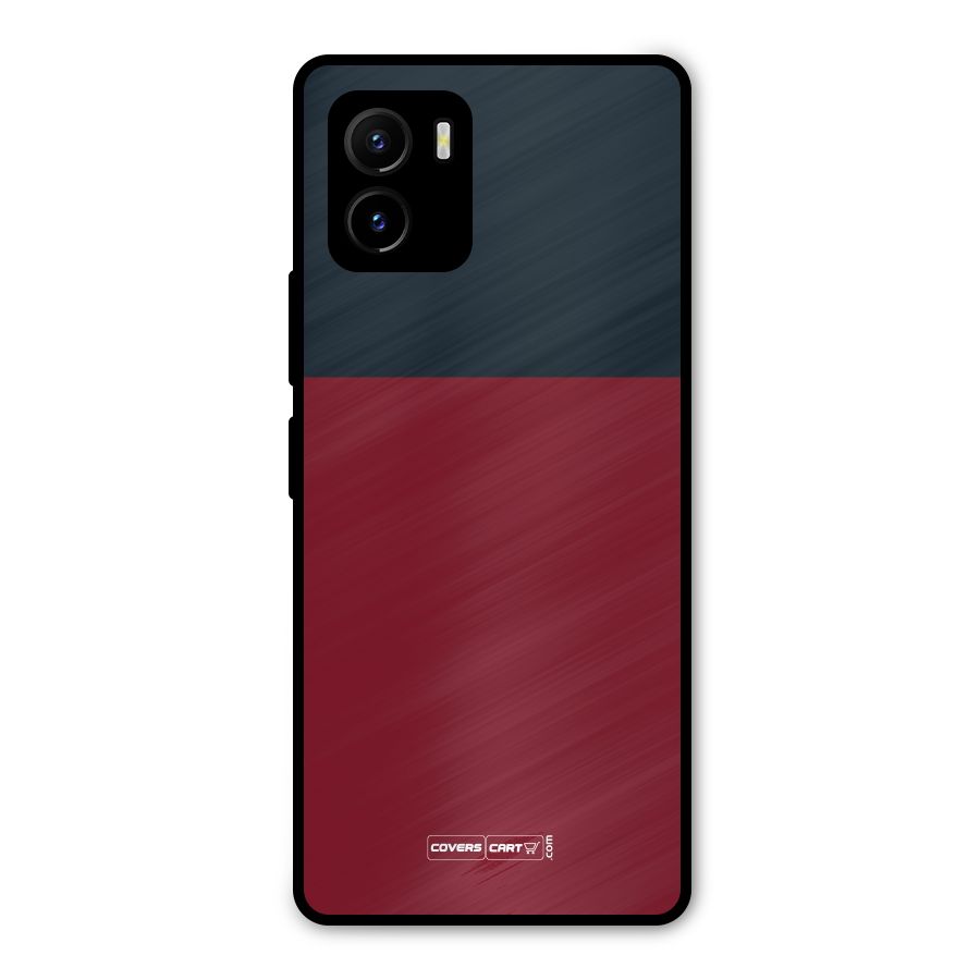 Maroon and Navy Blue Metal Back Case for Vivo Y15s