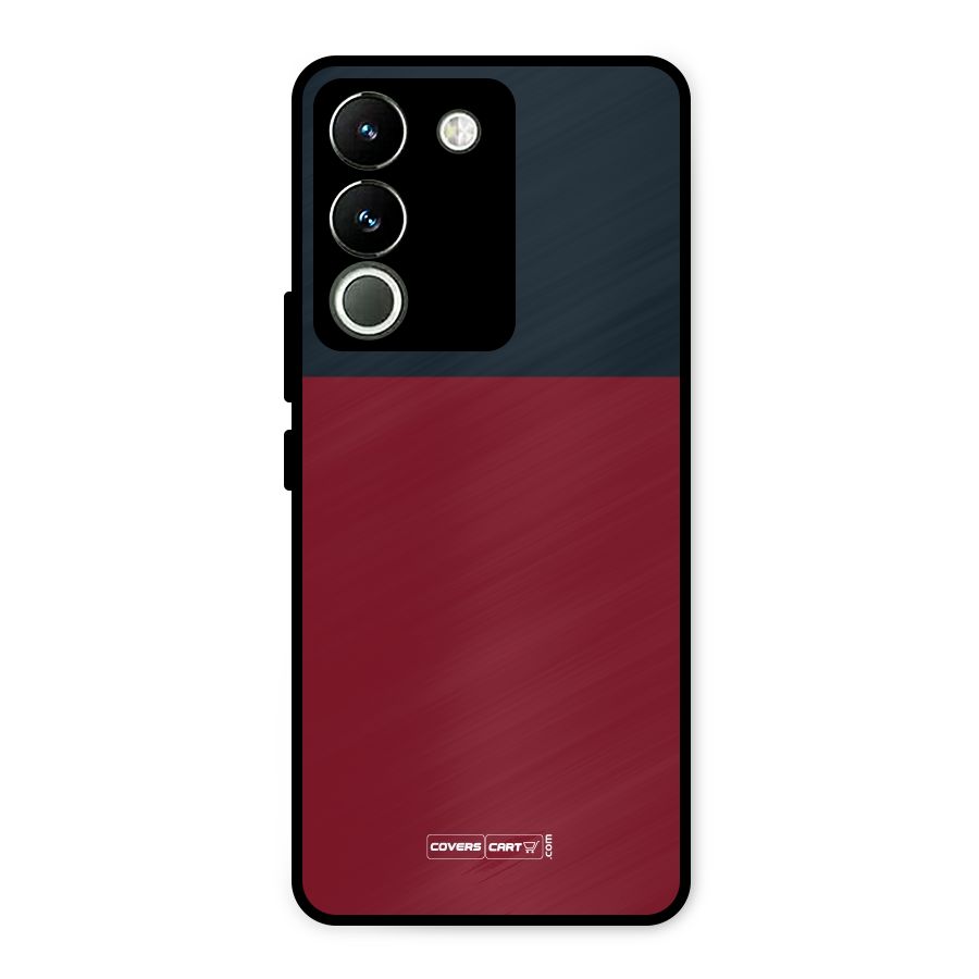 Maroon and Navy Blue Metal Back Case for Vivo Y200