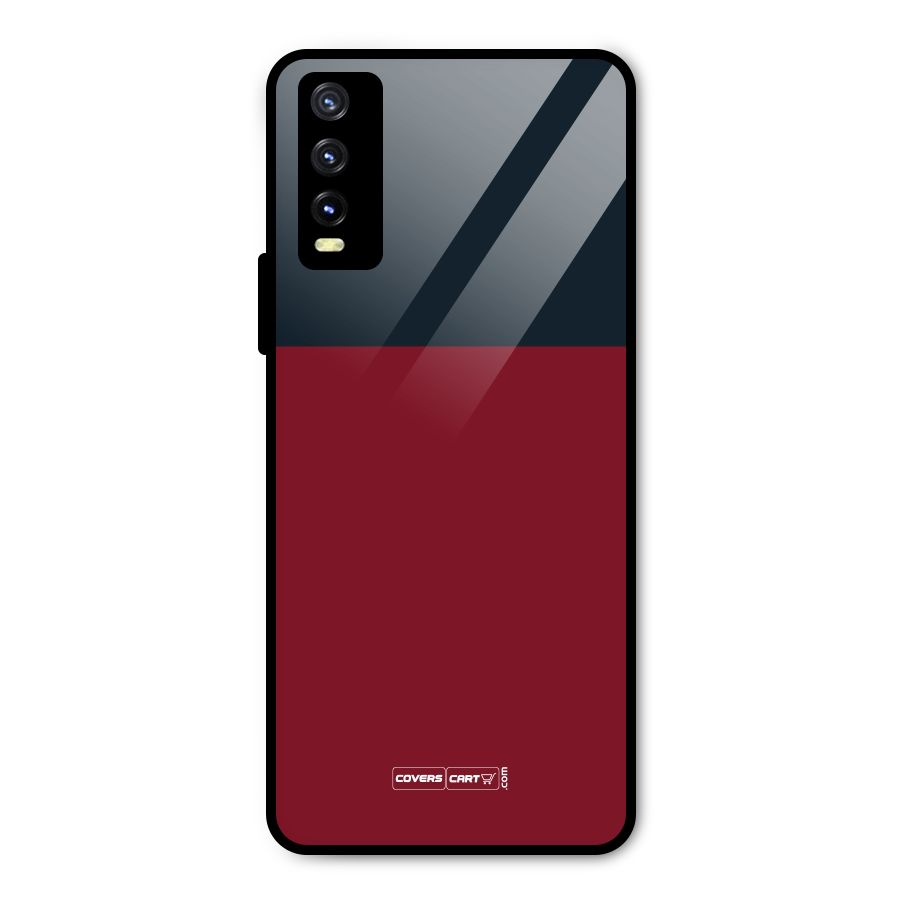Maroon and Navy Blue Metal Back Case for Vivo Y20g