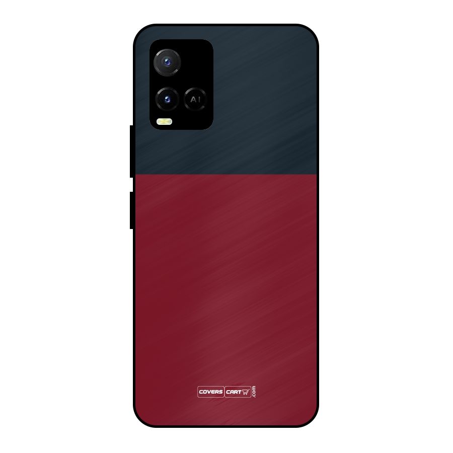 Maroon and Navy Blue Metal Back Case for Vivo Y21T