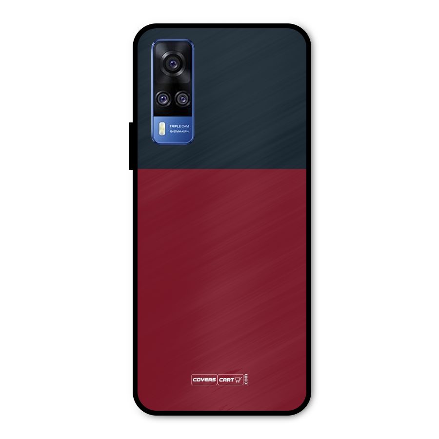 Maroon and Navy Blue Metal Back Case for Vivo Y31