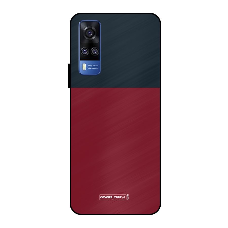 Maroon and Navy Blue Metal Back Case for Vivo Y51