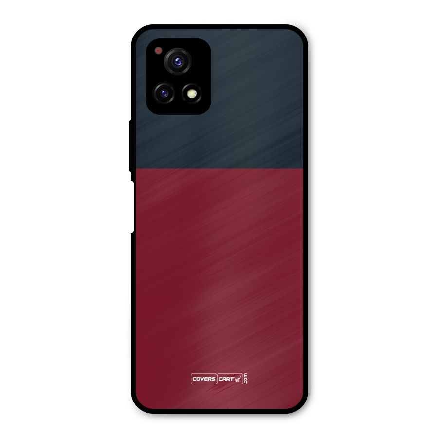 Maroon and Navy Blue Metal Back Case for Vivo Y72 5G