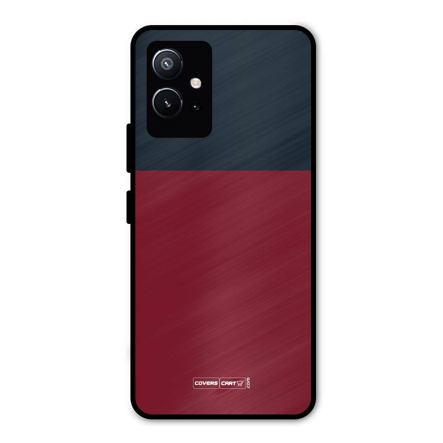 Maroon and Navy Blue Metal Back Case for Vivo Y75 5G