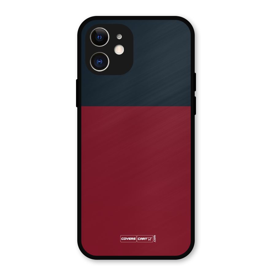 Maroon and Navy Blue Metal Back Case for iPhone 12