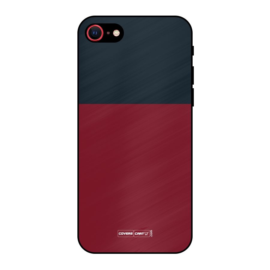 Maroon and Navy Blue Metal Back Case for iPhone SE 2022