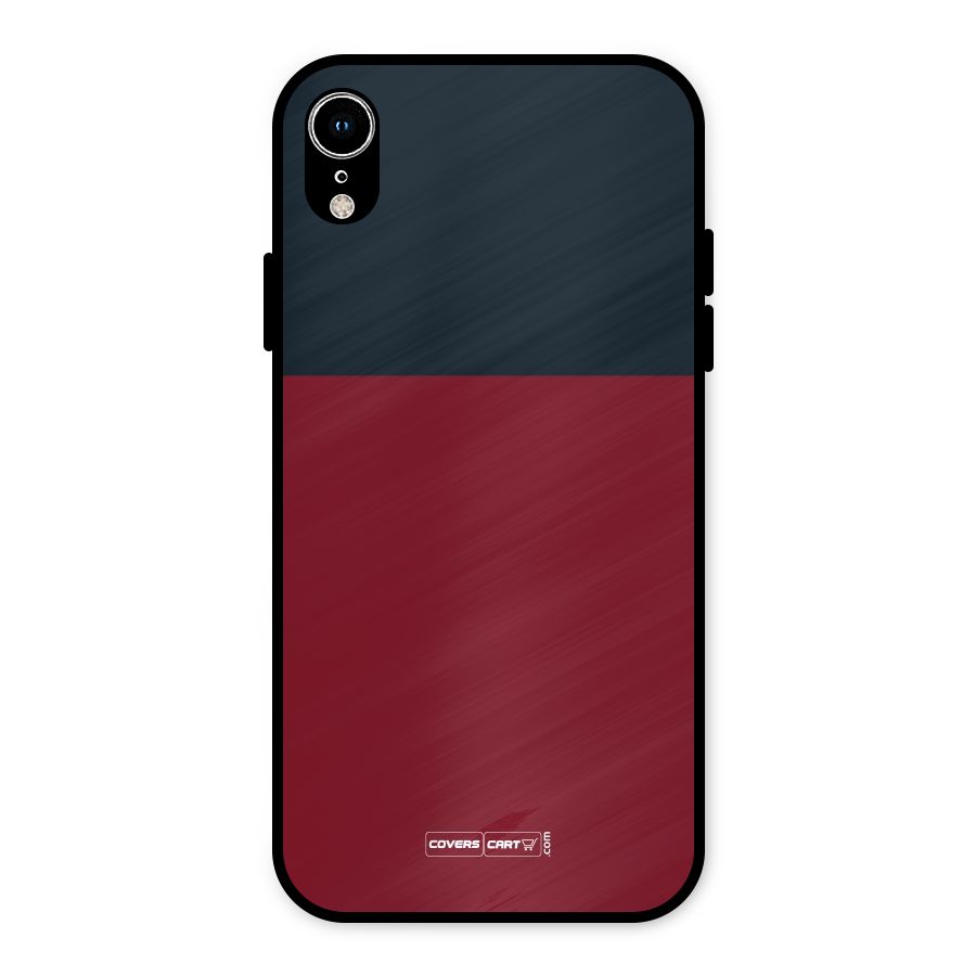 Maroon and Navy Blue Metal Back Case for iPhone XR