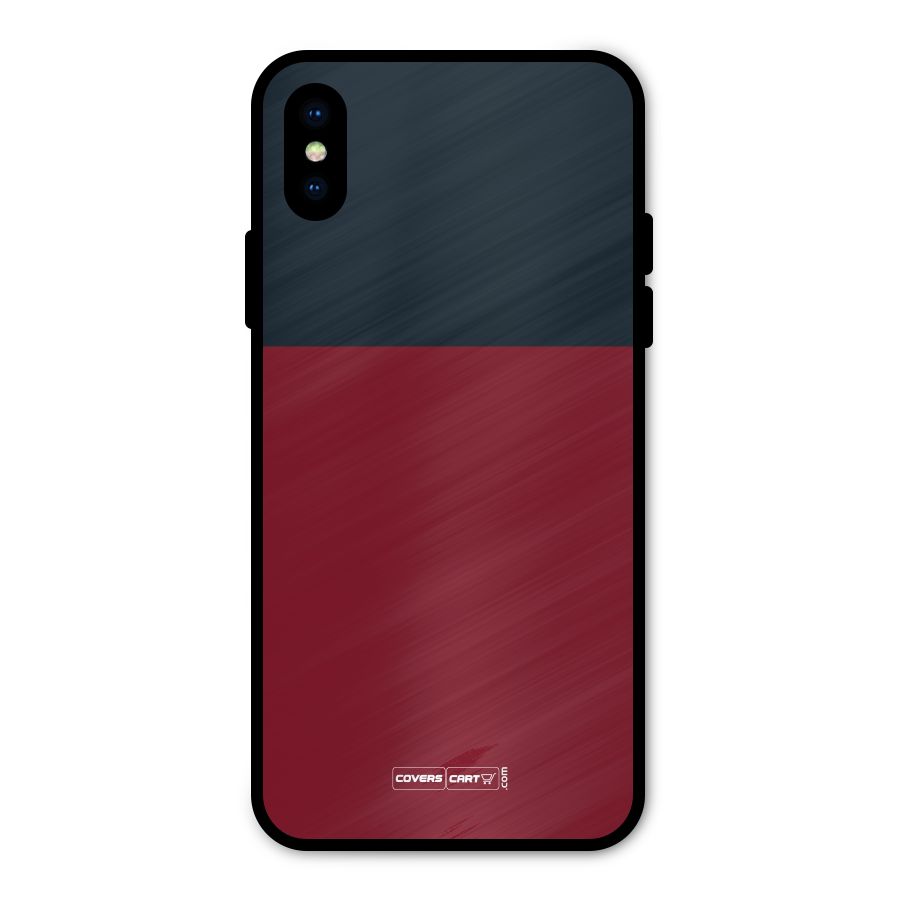 Maroon and Navy Blue Metal Back Case for iPhone XS
